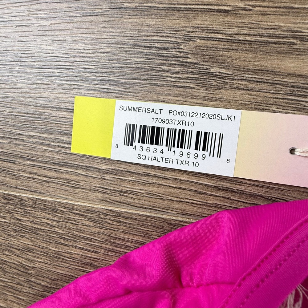SummerSalt The Square Halter Neck One-Piece Colorblock Swim Pink Red Size 10 NWT - Picture 6 of 12